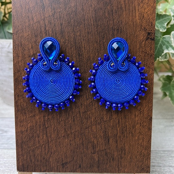 Elegant Royal Blue Stylish Earrings - Statement Glam Earrings - Trendy Earrings - Picture 6 of 8